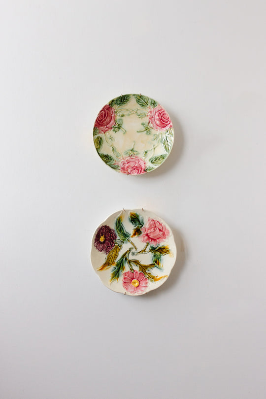 antique French majolica floral plate