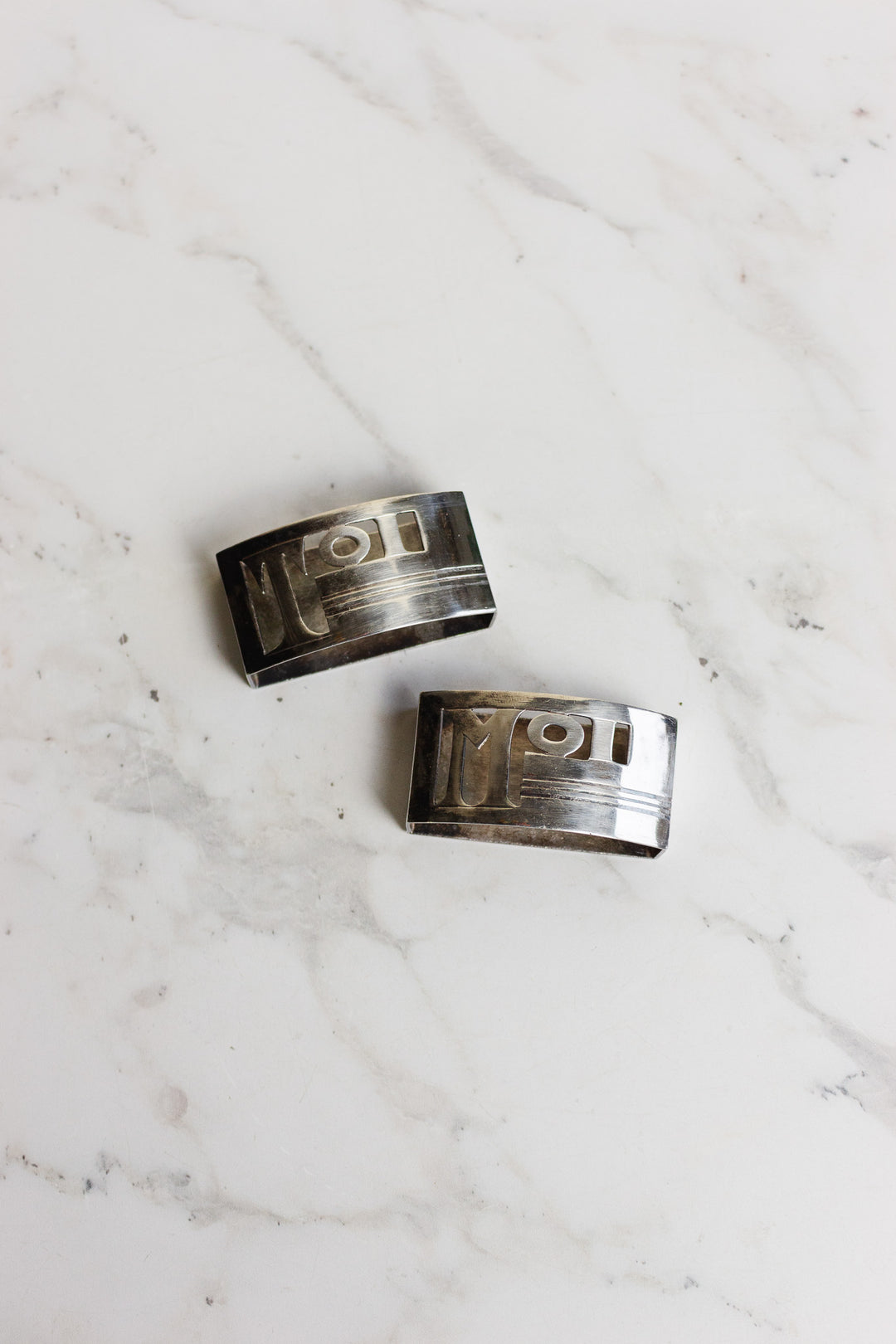 vintage french silverplate "toi et moi" napkin rings