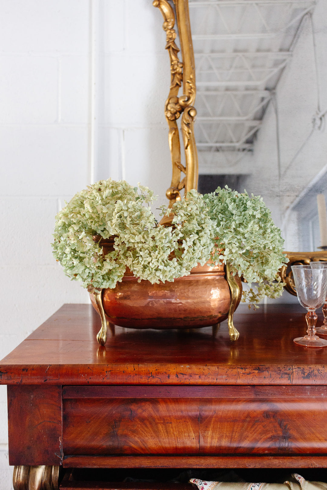 turn of the century English copper and brass firewood vessel