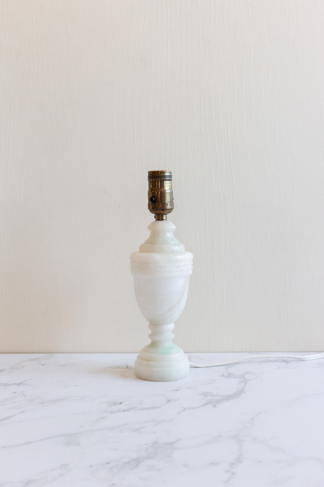 vintage french alabaster lamp with natural green veining