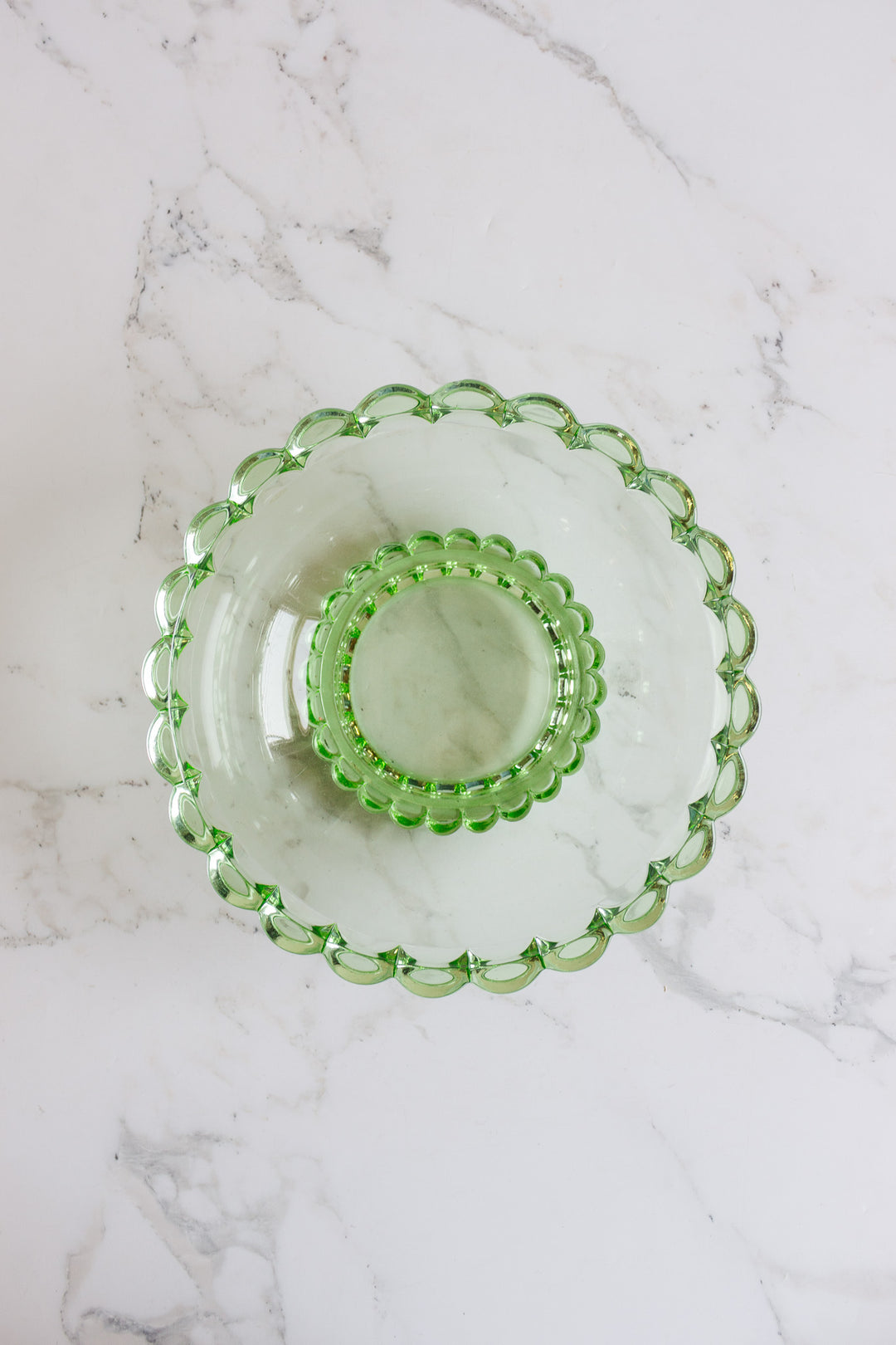 1930s art deco pressed green glass set