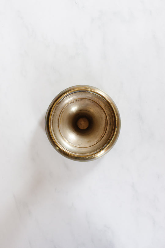 vintage French brass plate repousse compote vase