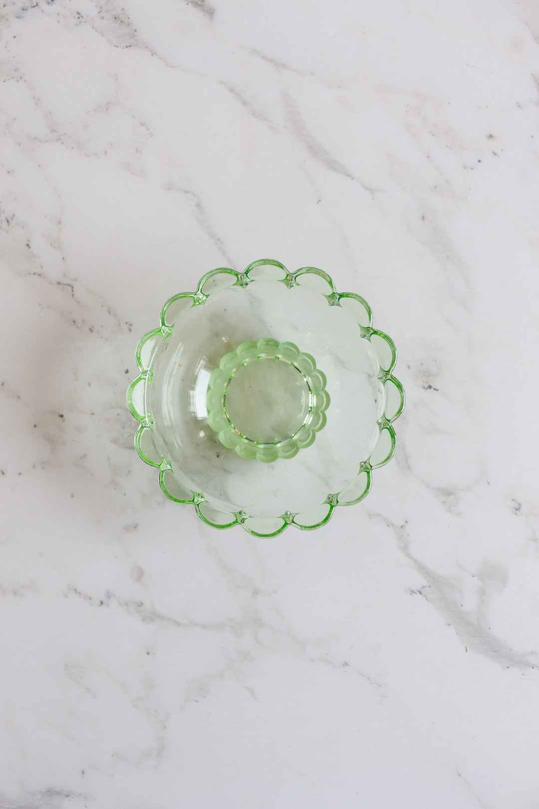 1930s art deco pressed green glass set