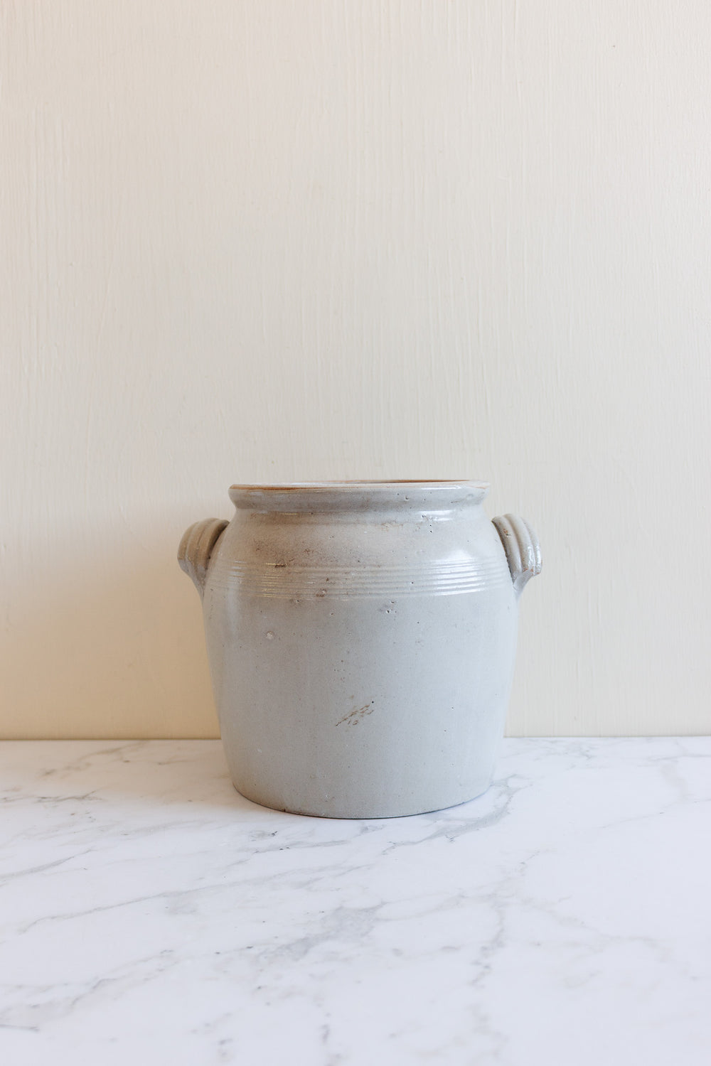vintage french stoneware confit pot, cream
