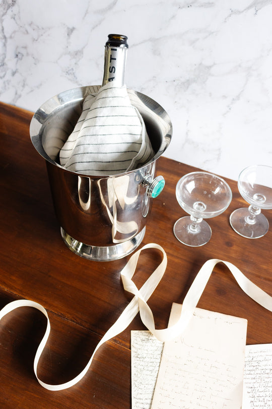 vintage french champagne bucket with "emerald" handles