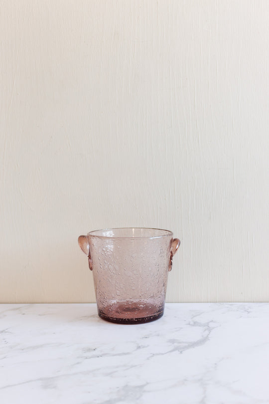 vintage biot hand blown blush ice bucket