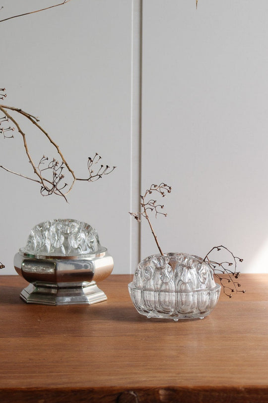 vintage french large glass flower frog