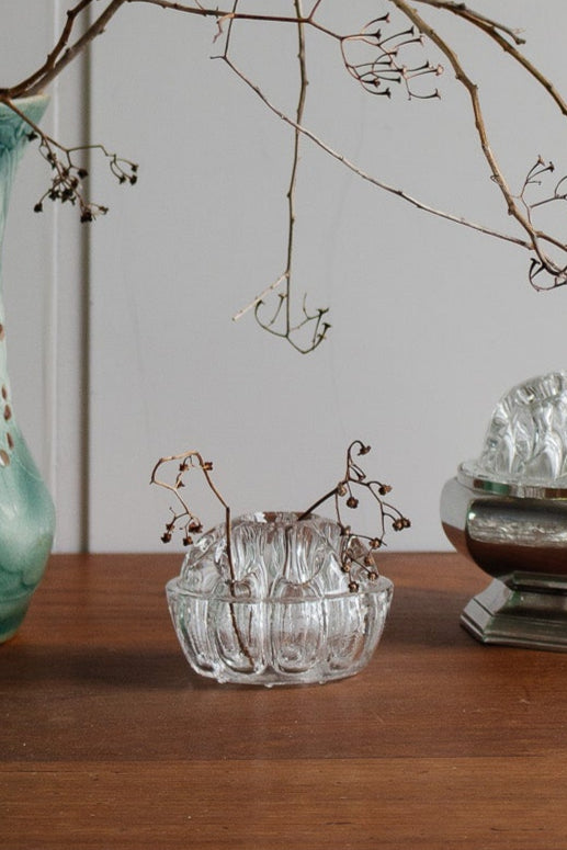 vintage french petite glass flower frog