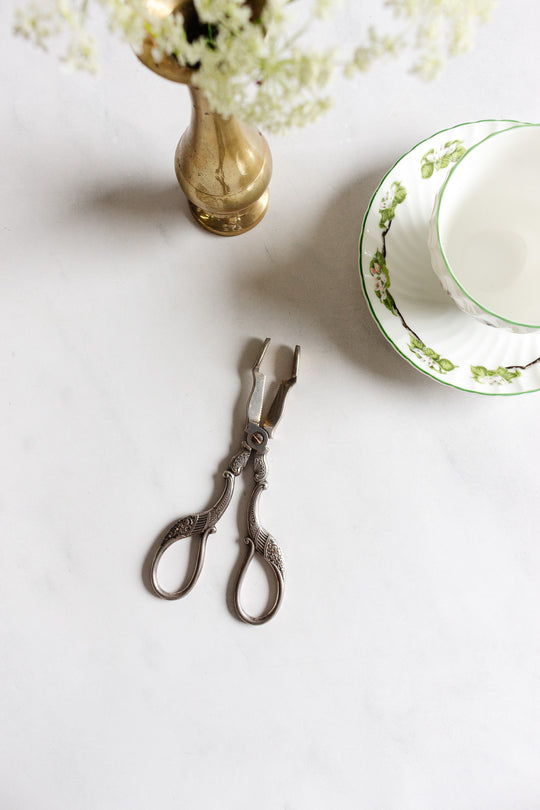 antique french silverplate sugar tongs