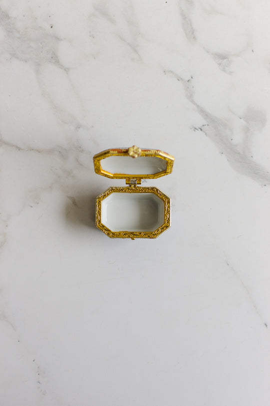 vintage french blue and white porcelain pill box