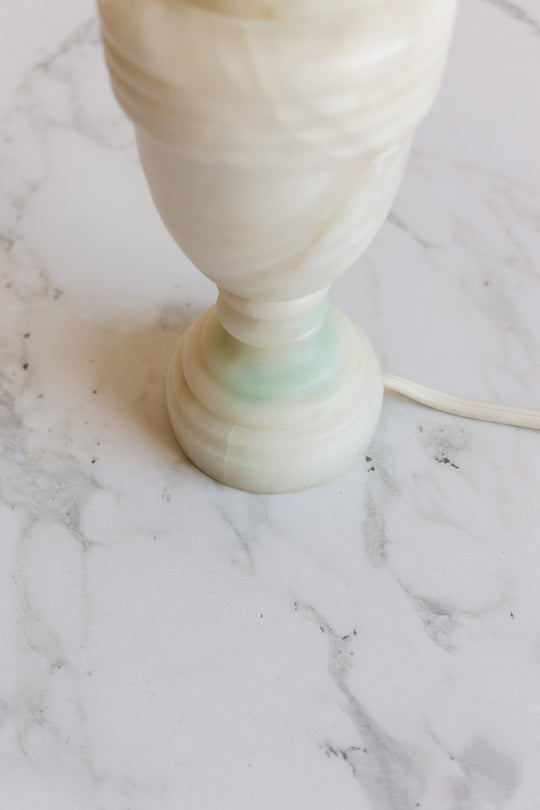 vintage french alabaster lamp with natural green veining