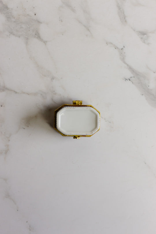 vintage french blue and white porcelain pill box