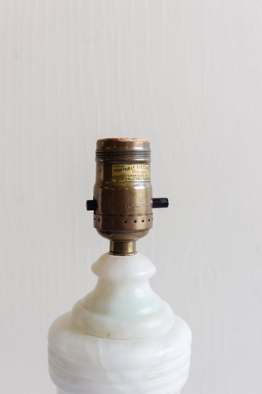 vintage french alabaster lamp with natural green veining