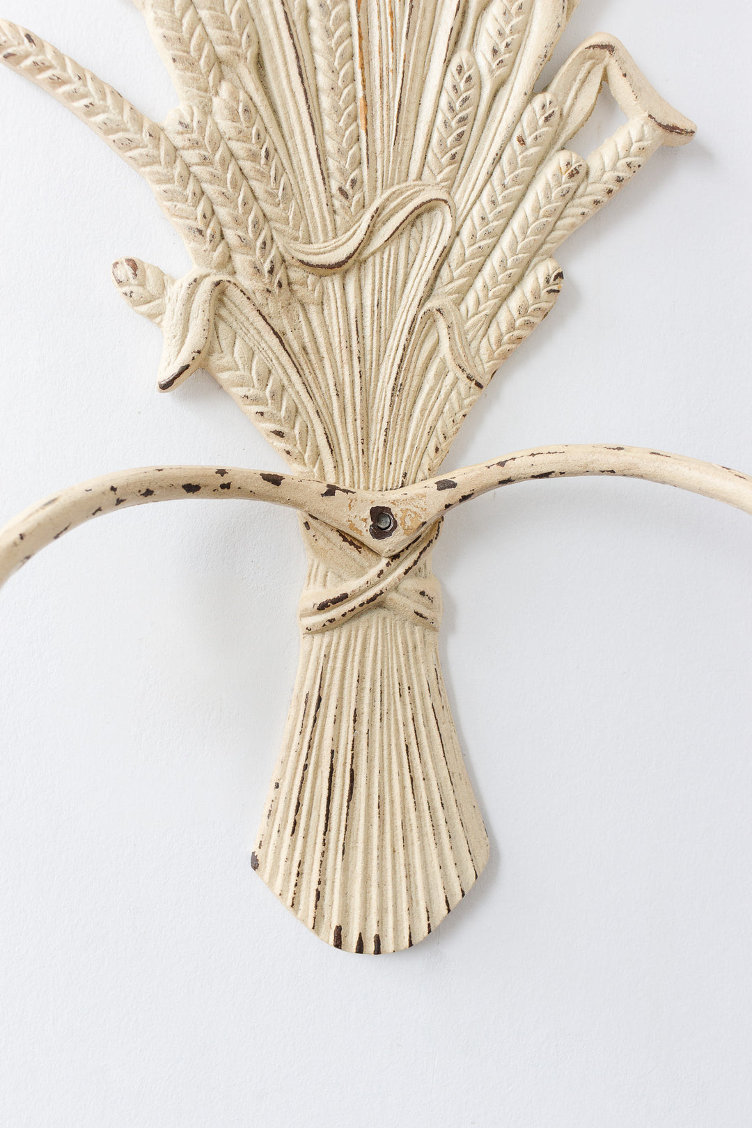 vintage french cast iron painted wheat sconce