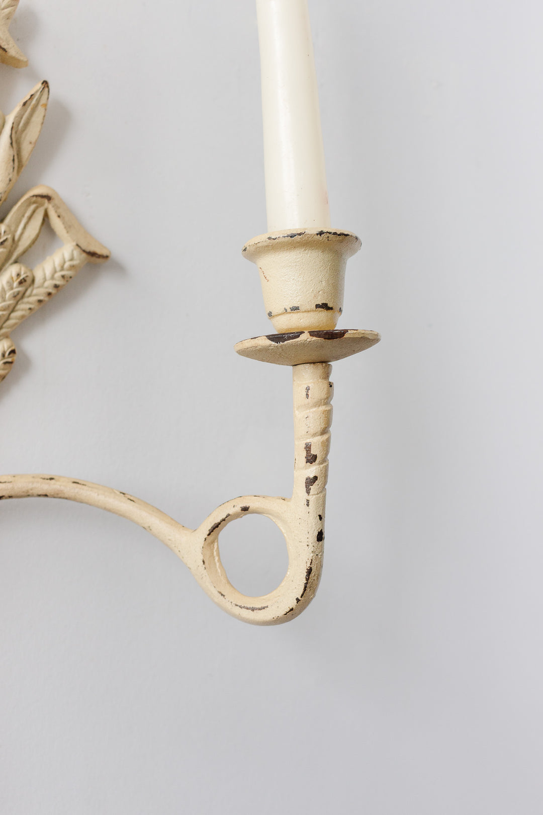 vintage french cast iron painted wheat sconce