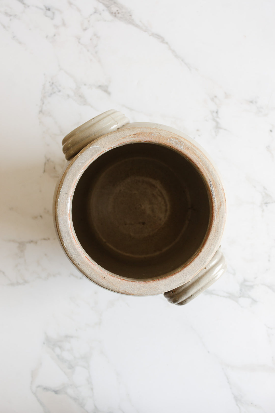 vintage french stoneware confit pot, cream