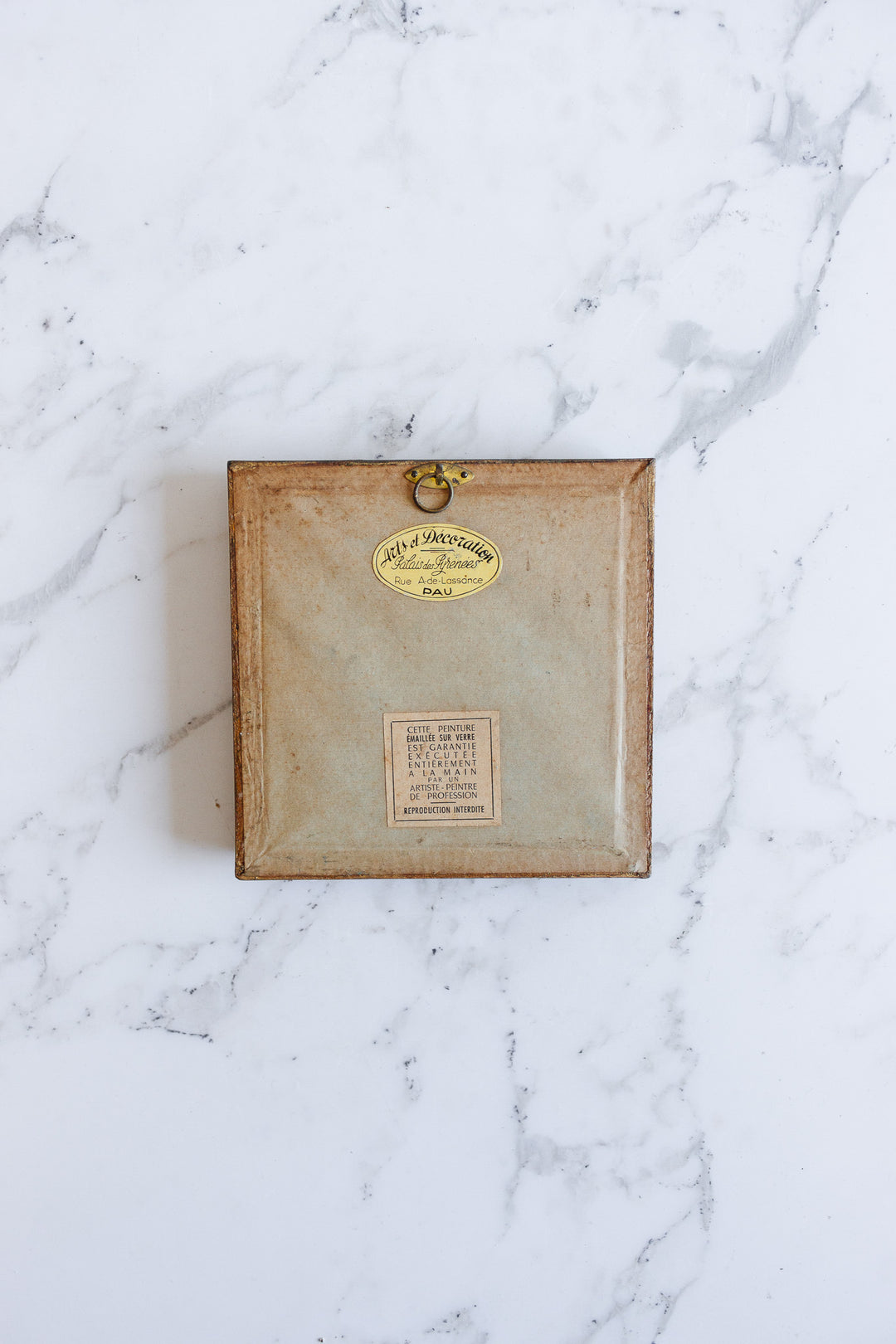 rare pair of 1940s French glass paintings, “oiseaux sur verre”