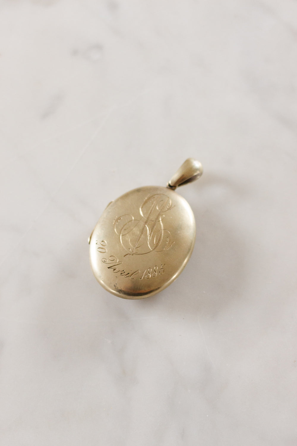 19th century French silver plated etched filigree and monogram locket