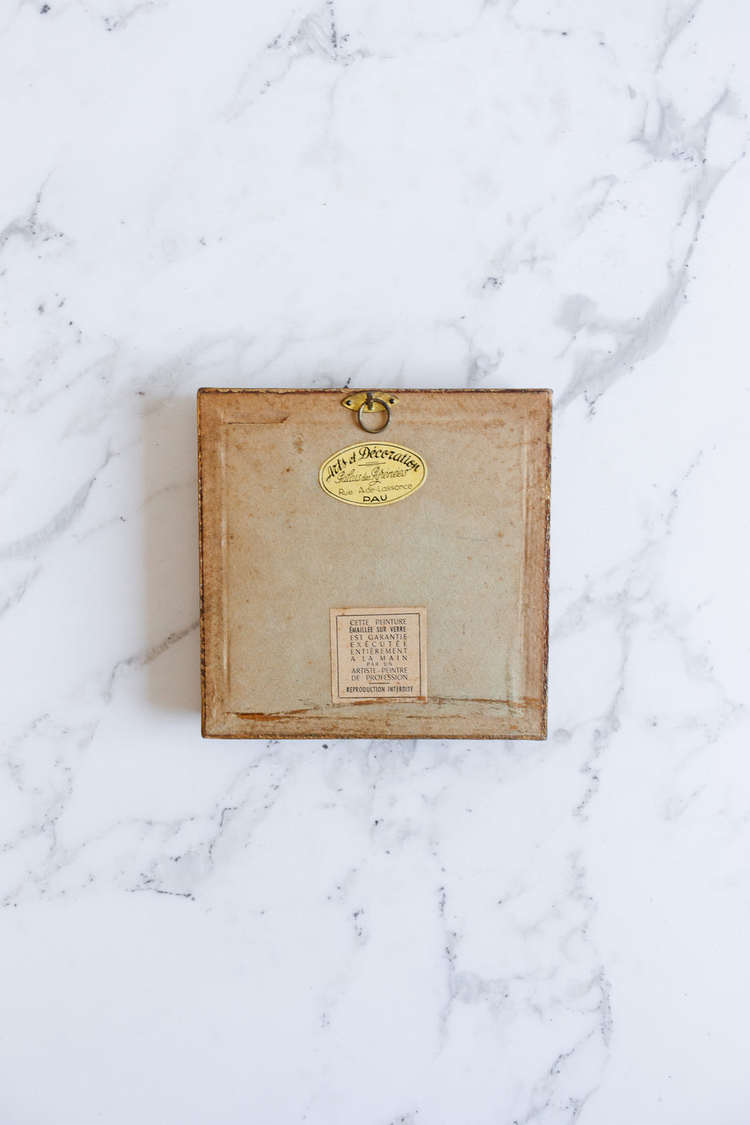 rare pair of 1940s French glass paintings, “oiseaux sur verre”