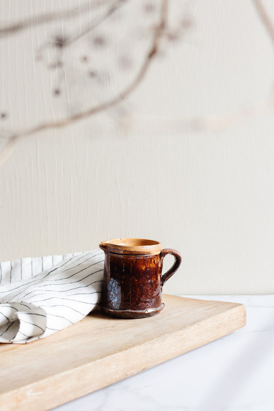 19th century glazed brown pitcher