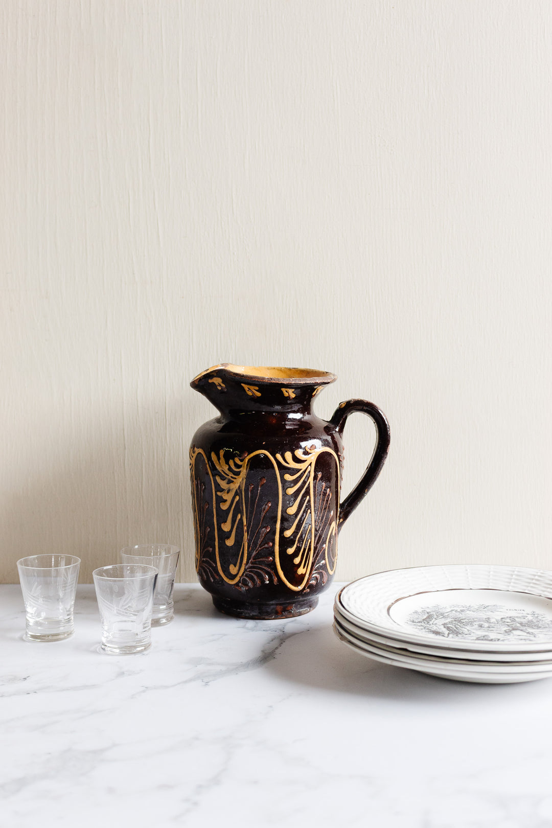antique Burgundian earthenware pitcher