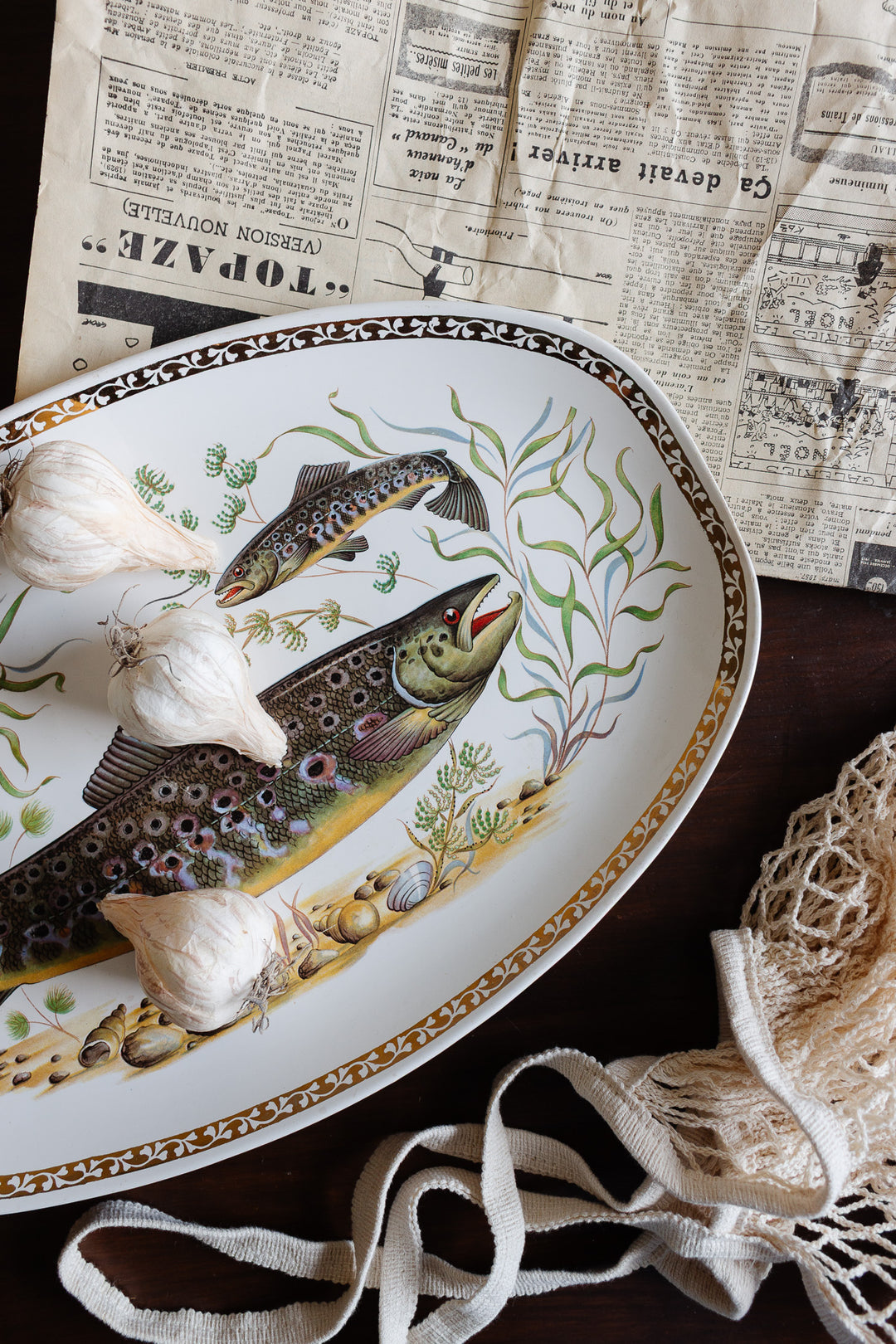 1960s longchamp france oval fish platter