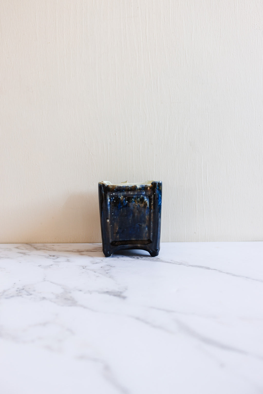 antique french ceramic hand painted square vase