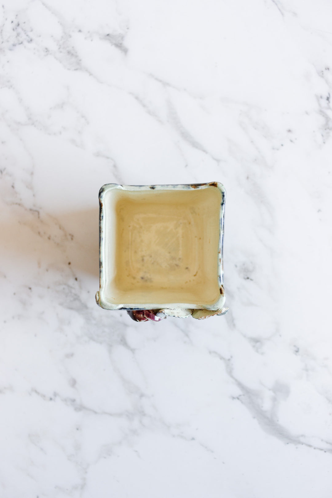 antique french ceramic hand painted square vase