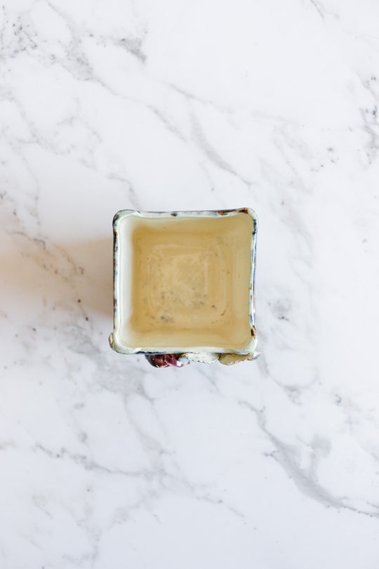 antique french ceramic hand painted square vase