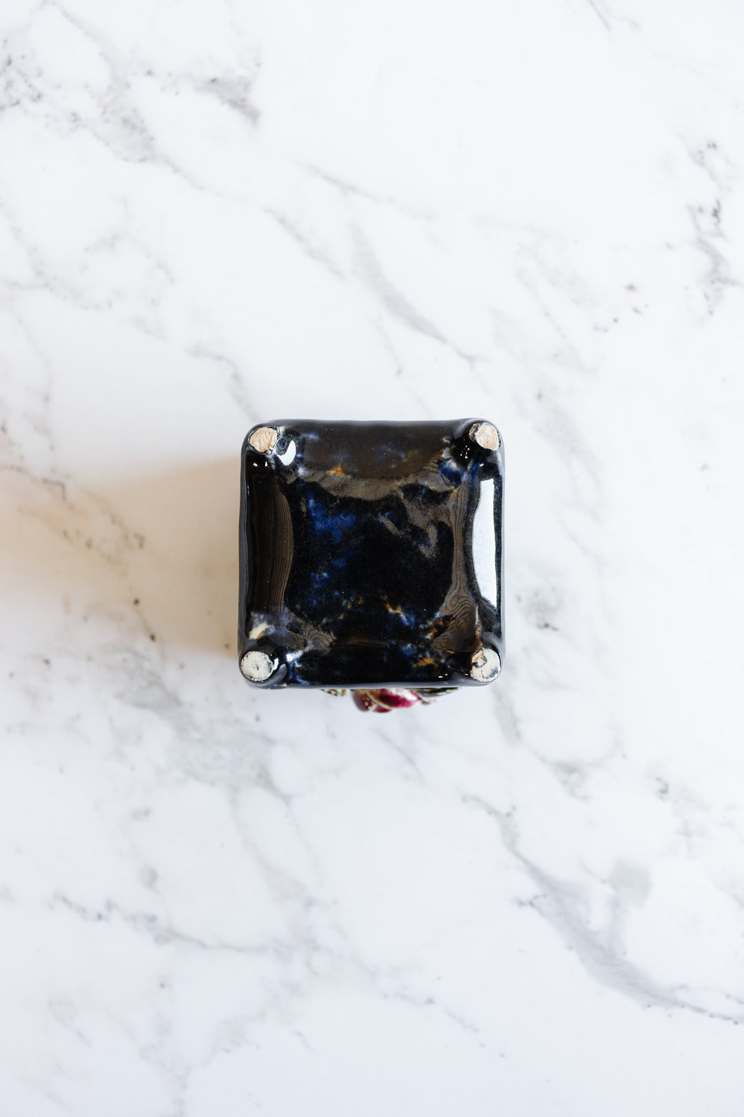 antique french ceramic hand painted square vase