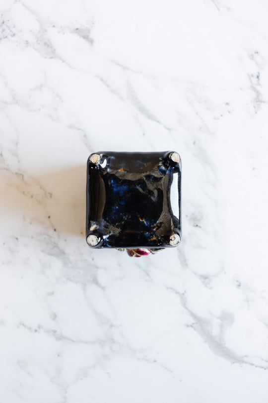 antique french ceramic hand painted square vase