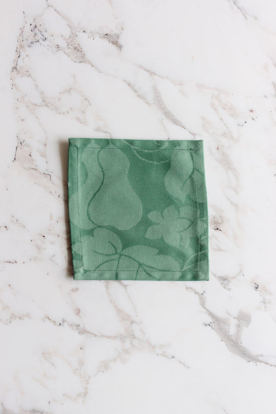 vintage French Christofle Paris green damask coaster boxed set