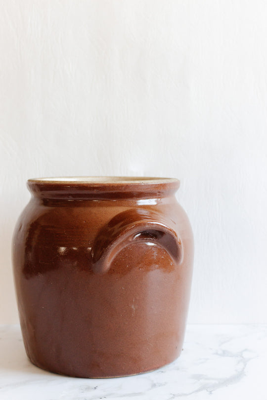 antique french large stoneware confit pot