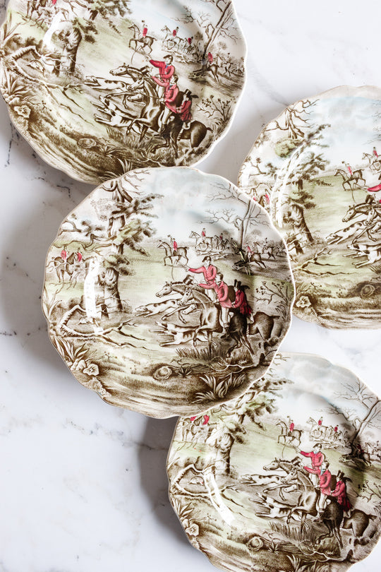 vintage johnson brothers "tally ho" bread plates