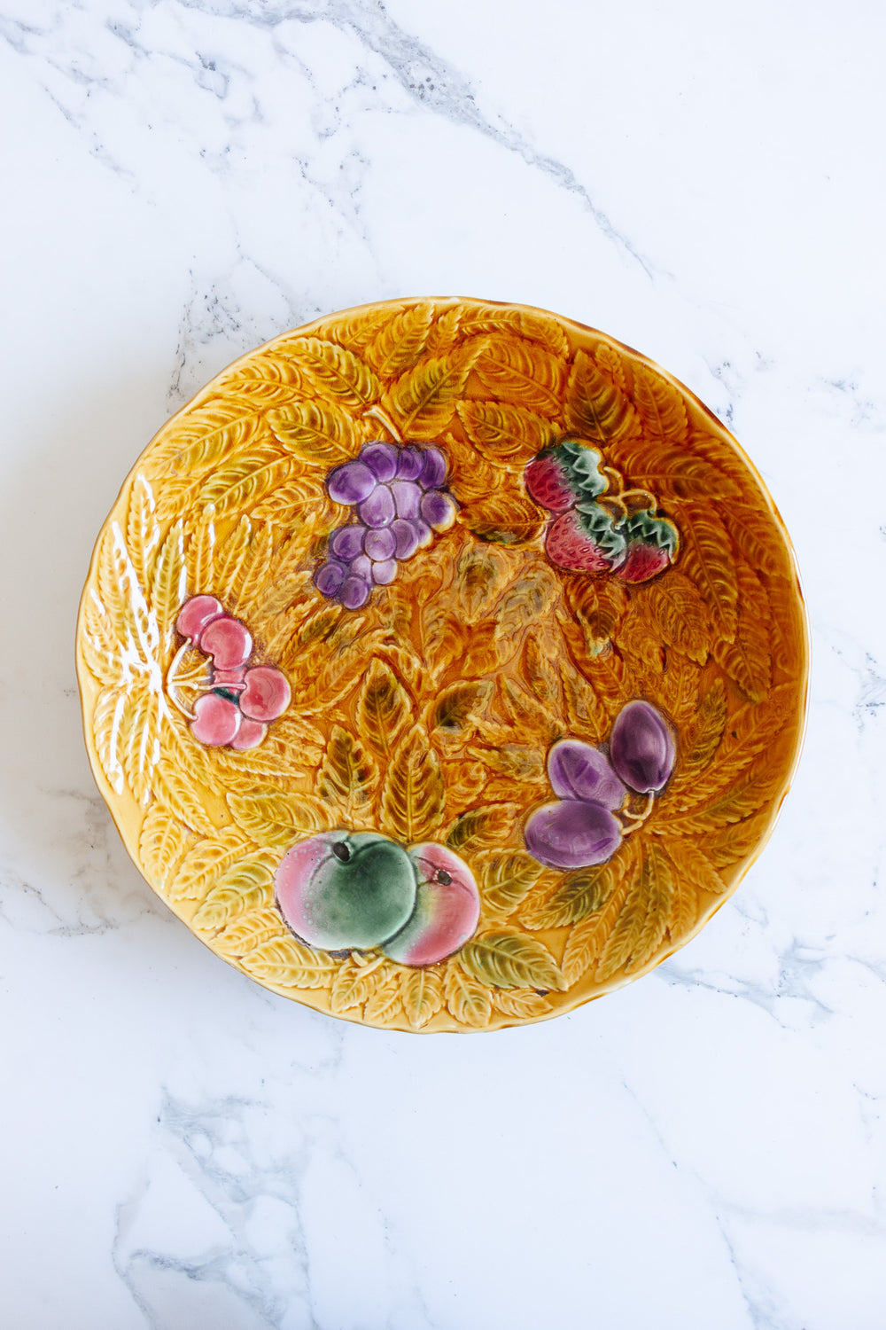 antique french majolica sarreguemines fruit platter
