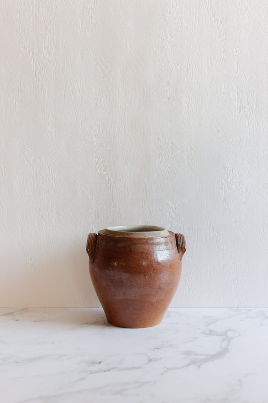 antique french stoneware confit pot, medium