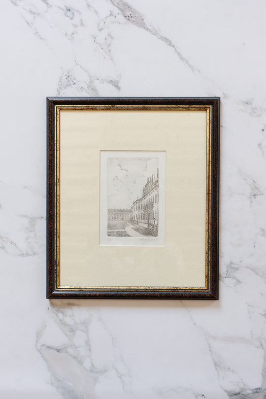 vintage italian woodblock print, the royal villa