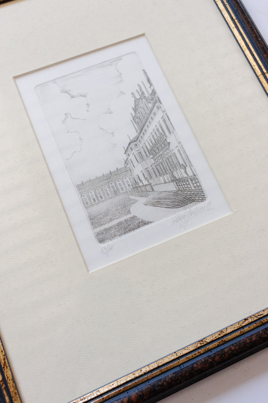 vintage italian woodblock print, the royal villa