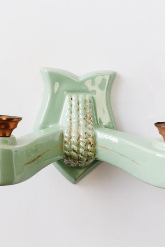 art deco french celadon green porcelain wall sconce