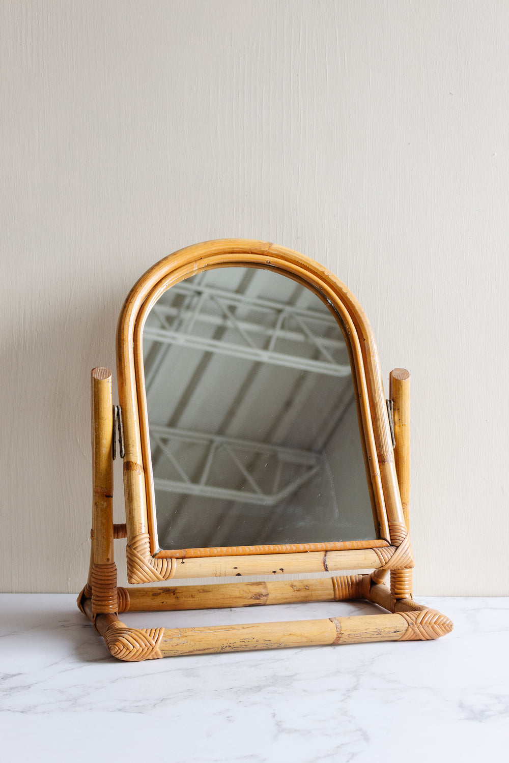 vintage french table top bamboo vanity mirror