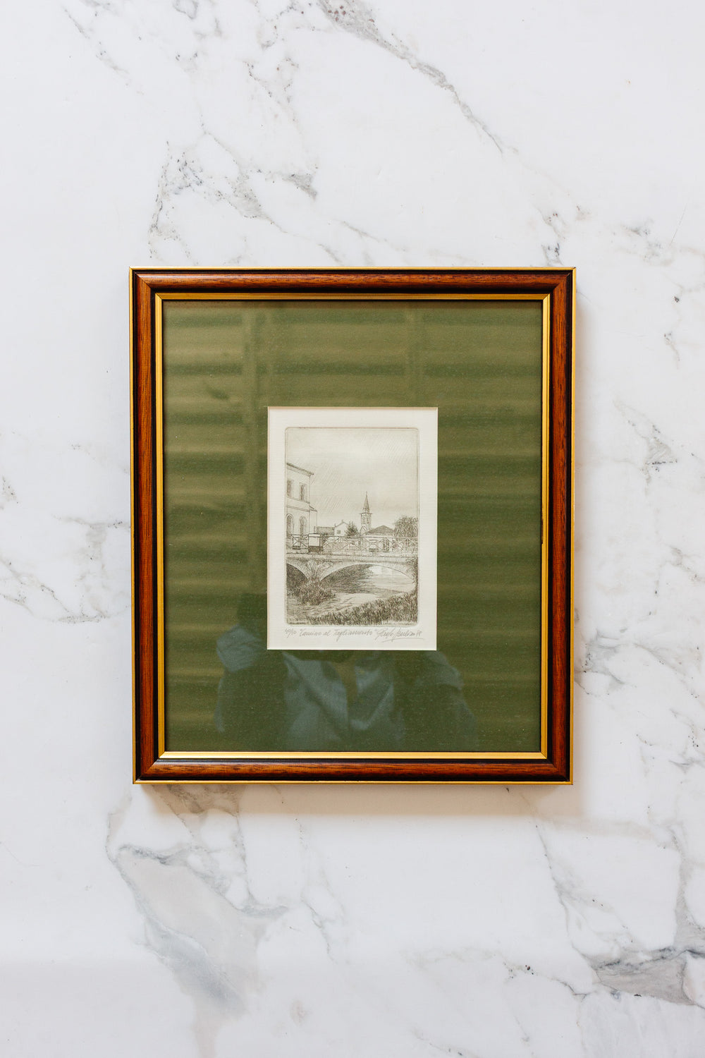 vintage italian woodblock print, Camino al Tagliamento