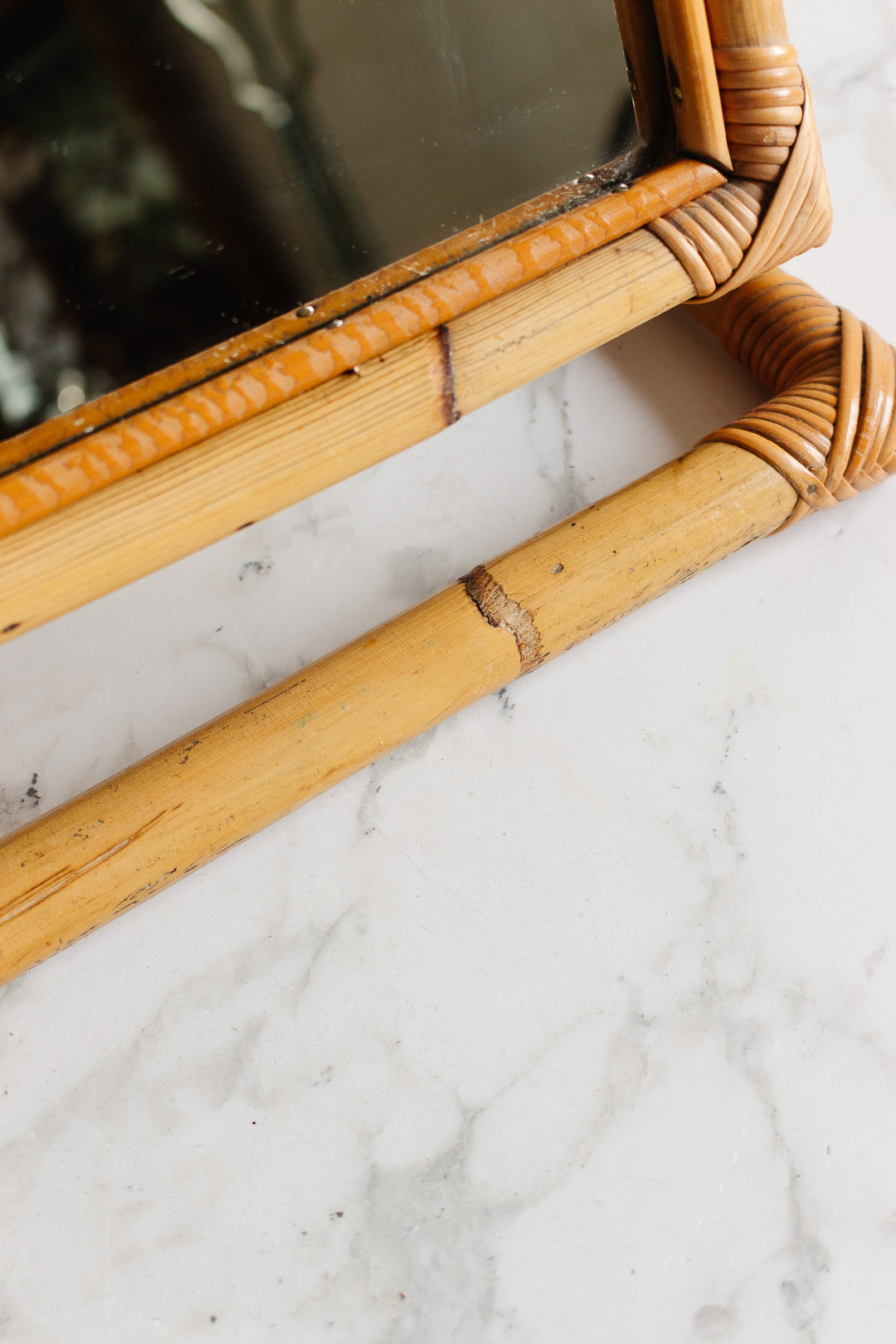 vintage french table top bamboo vanity mirror