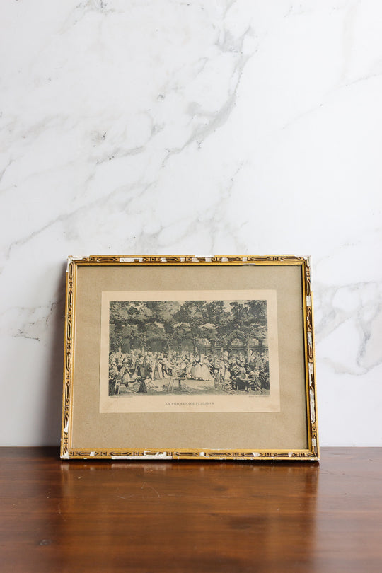 framed engraving — "la promenade publique" after Philibert-Louis Debucourt, 1792