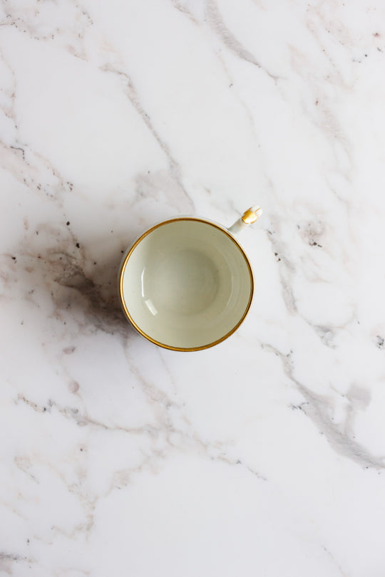 pair of antique limoges handpainted blue and gold teacups