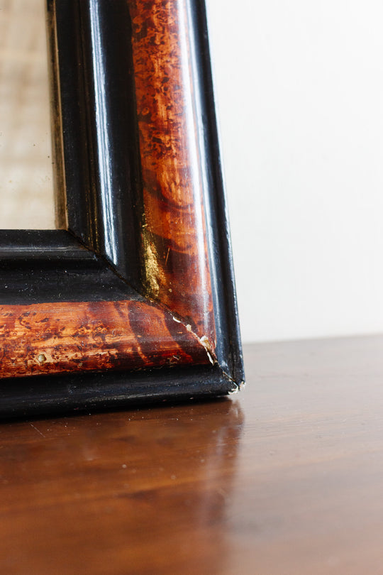 antique french louis-philippe mirror with tortoiseshell ebonized frame