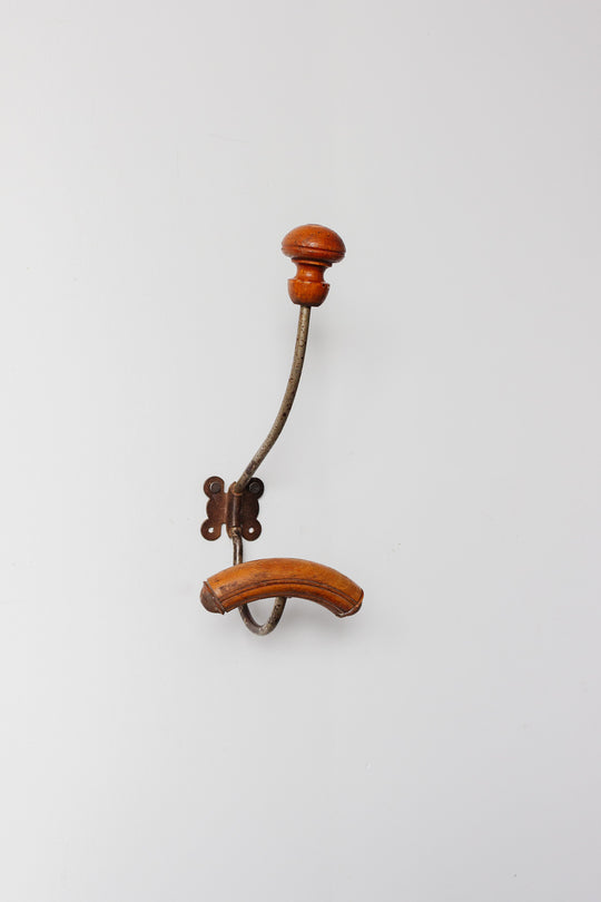 antique french wood and cast iron coat hook i