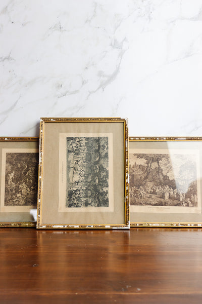 framed engraving — "la promenade publique" after Philibert-Louis Debucourt, 1792