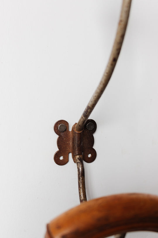 antique french wood and cast iron coat hook i