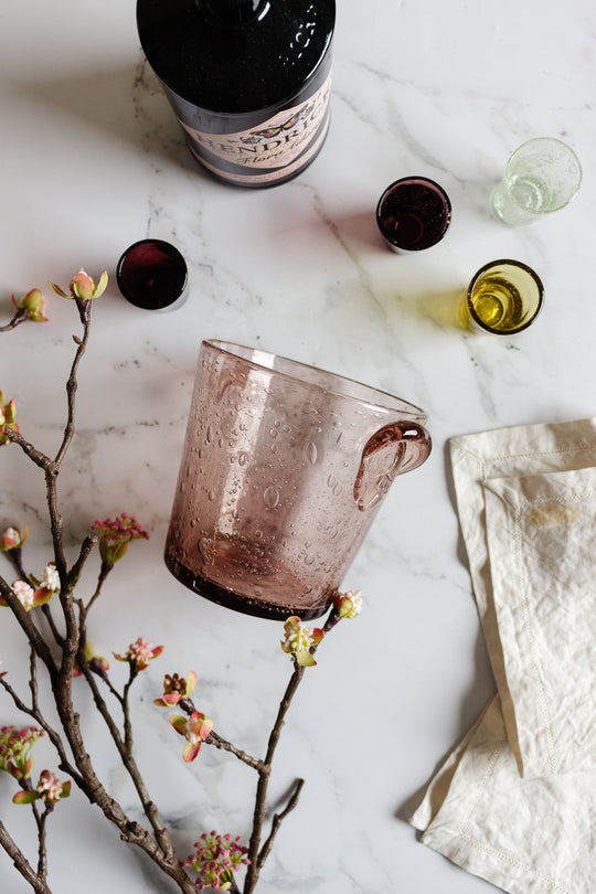 vintage biot hand blown blush ice bucket