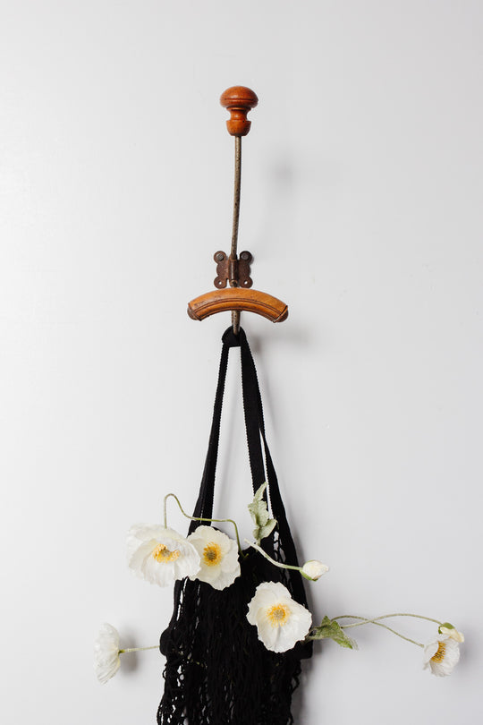 antique french wood and cast iron coat hook i